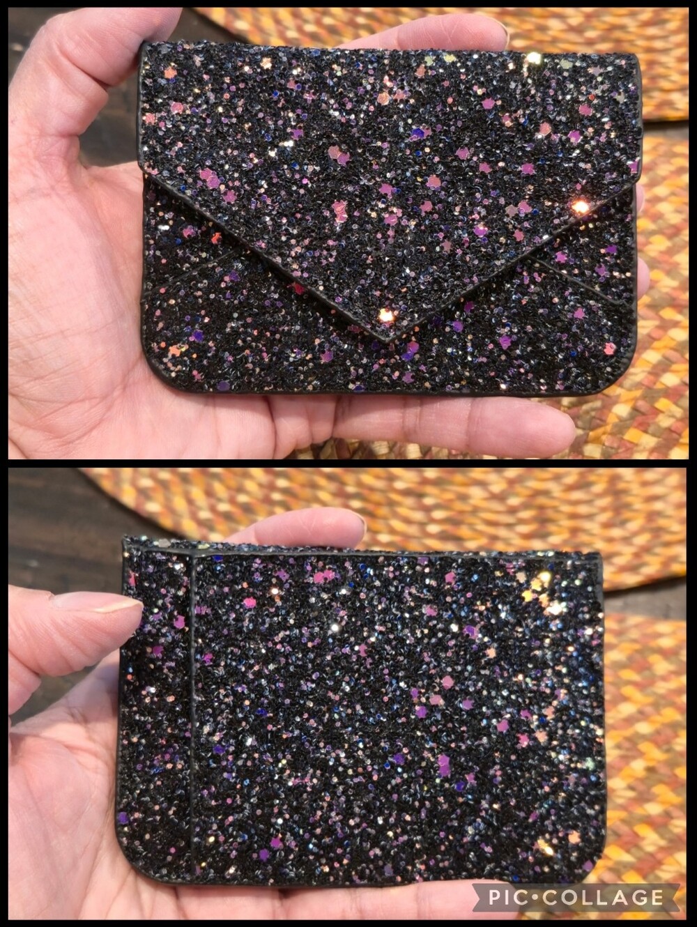 Glittery Black Envelope Card Case